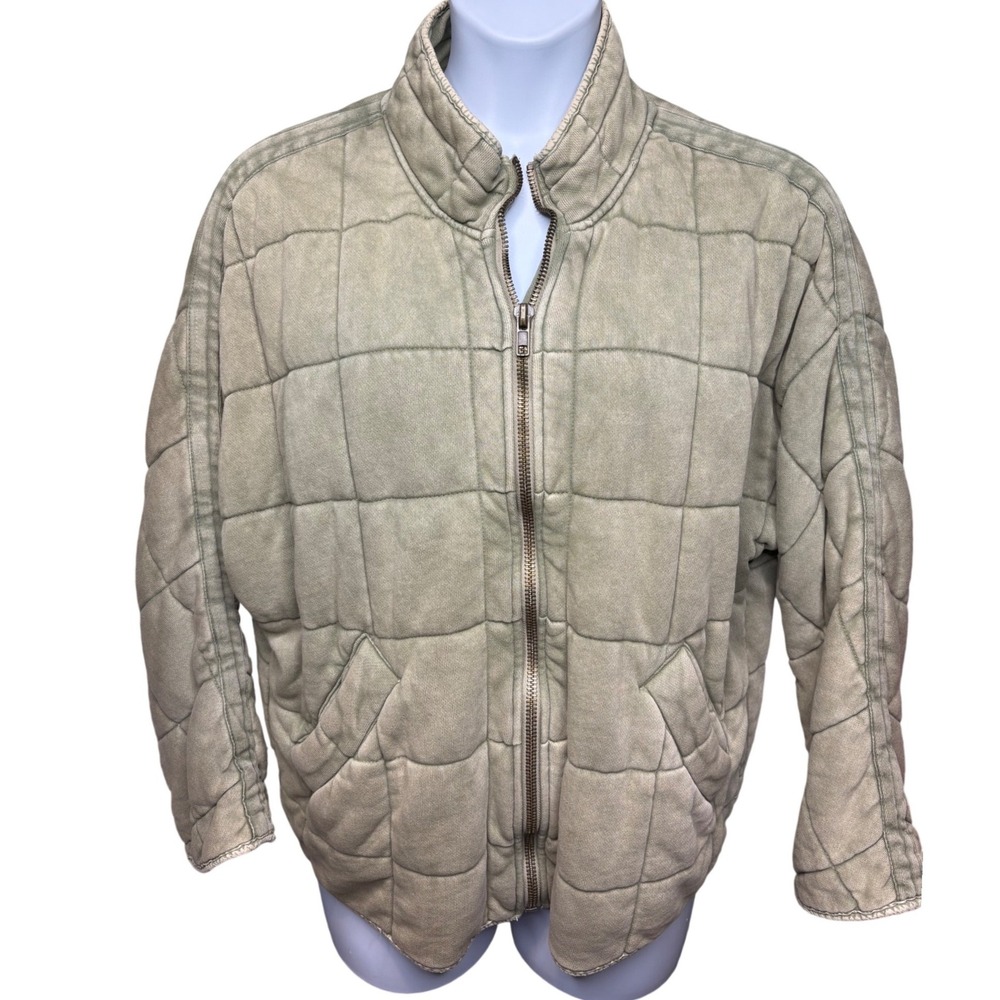 FREE PEOPLE Womens Sage Quilted Dolman Oversized Jacket S Washed Zip Gorpcore
